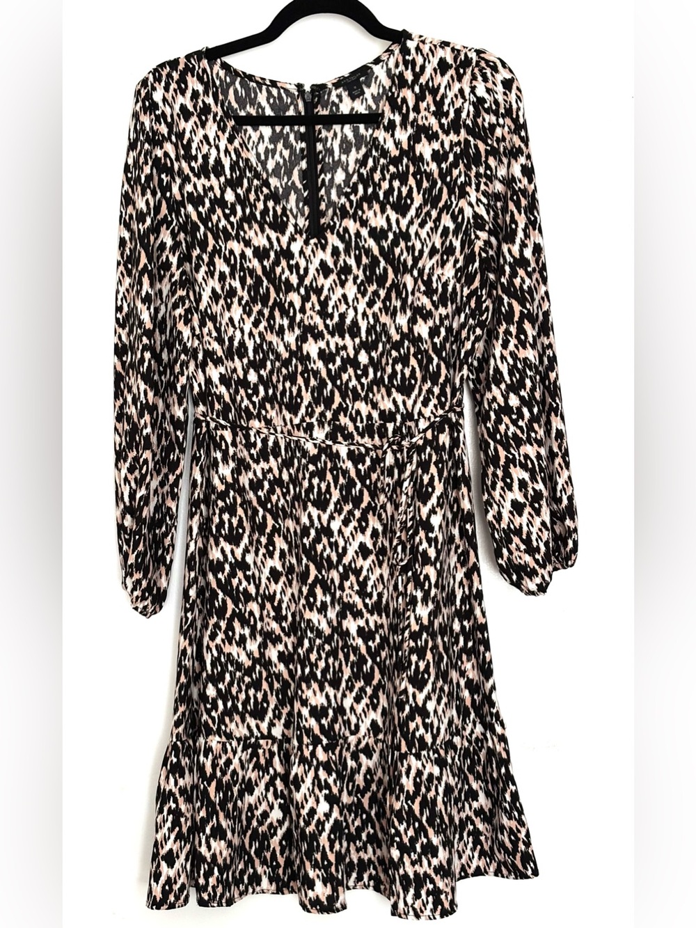 Ann Taylor Factory Leopard Print Tie Waist Dress Size 12